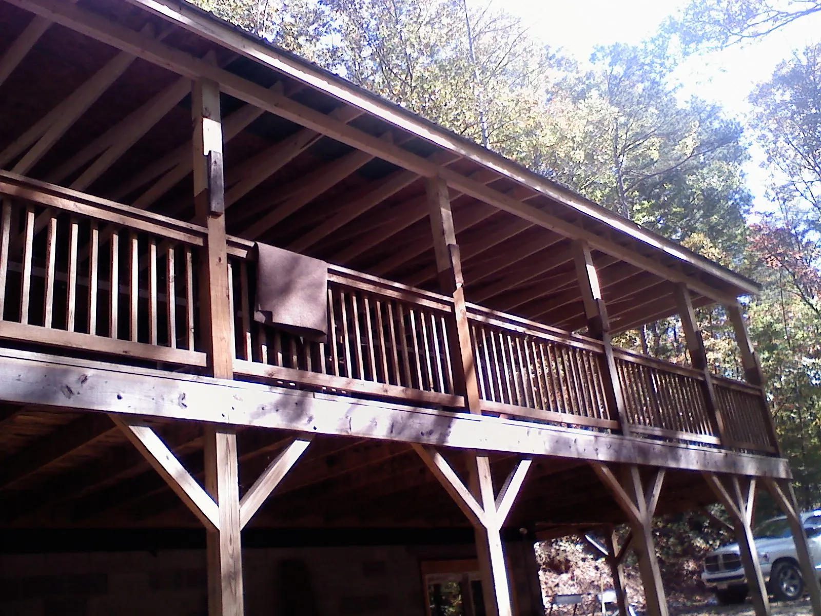 Timber framing under a new elevated porch and deck — Roof Leak Repair in Forest Park by Roofing Brothers